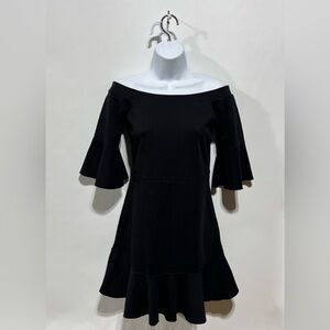 Free‎ People Black Off-Shoulder Mini Dress 100% Cotton Size Small NWT